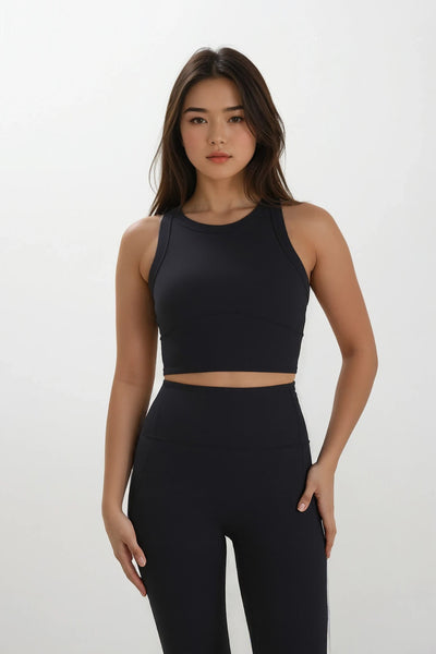 FEEL ZERO Racerback Crop Top - Black