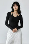 FEEL ZERO Shoulder Cut-Out Long Sleeve Top