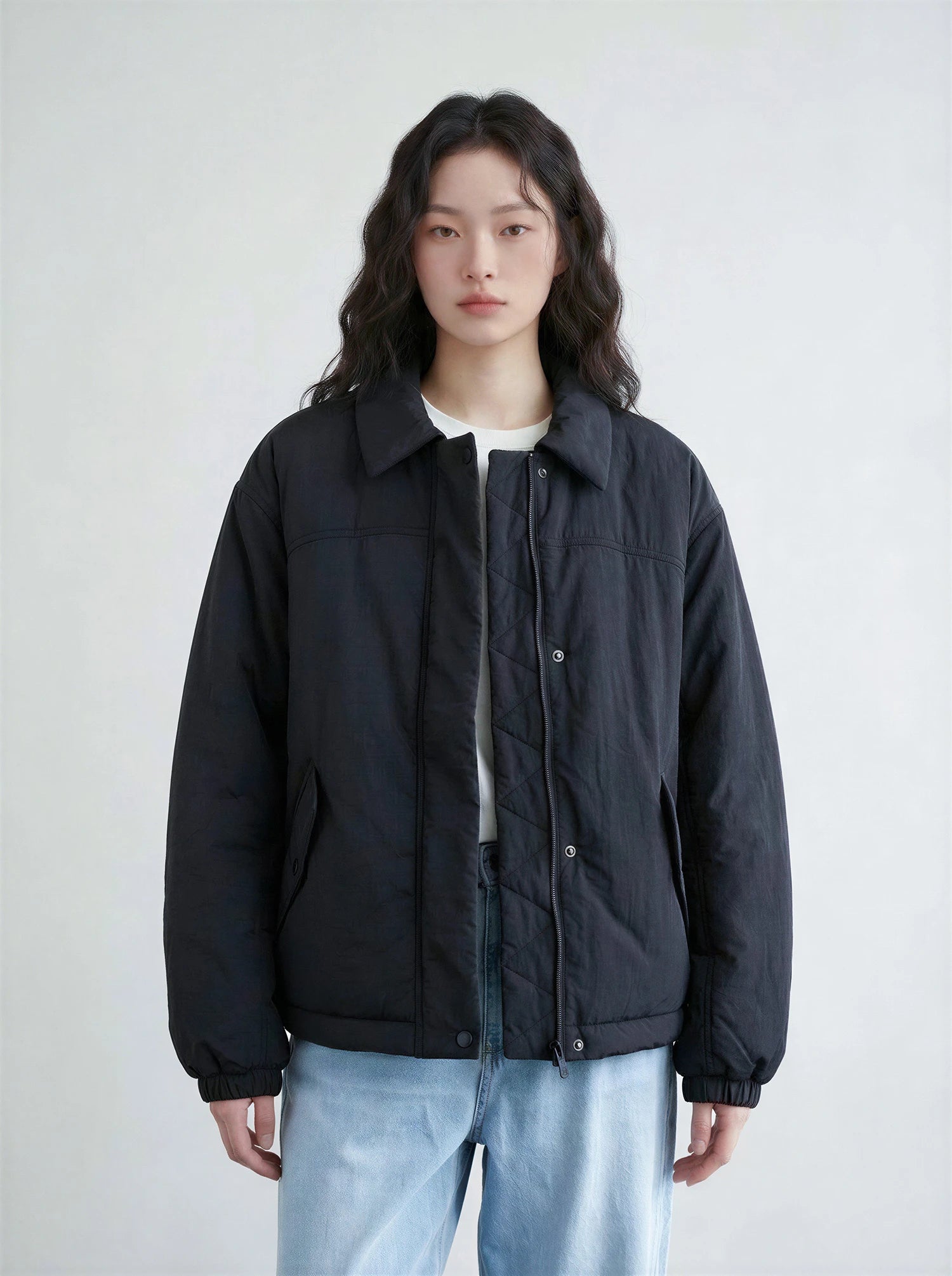 Model is 164cm and wears a size M