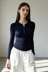 RIBBED Henley Neck Long Sleeve