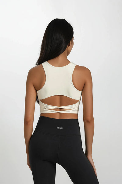 FEEL ZERO Back Twist Crop Top - Coconut milk